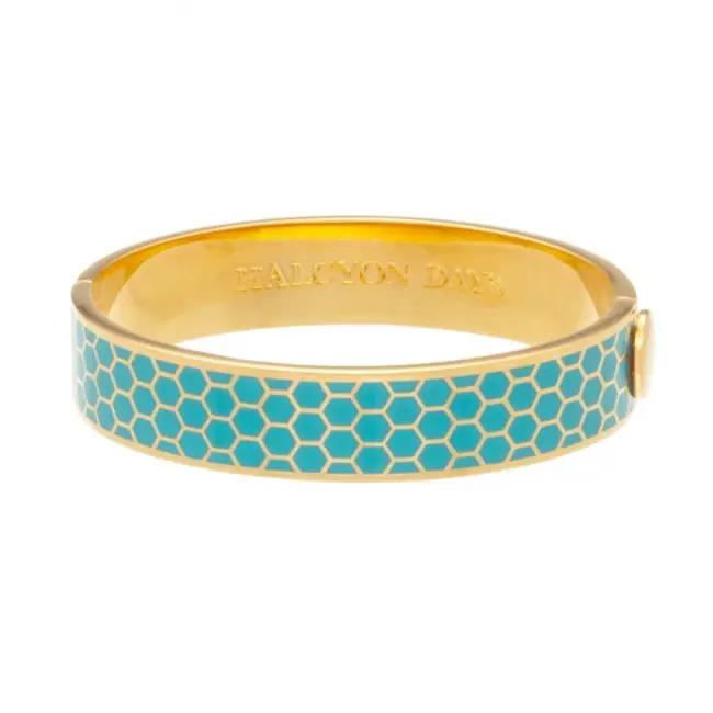 Náramek 1.3 cm Honeycomb Turquoise Gold